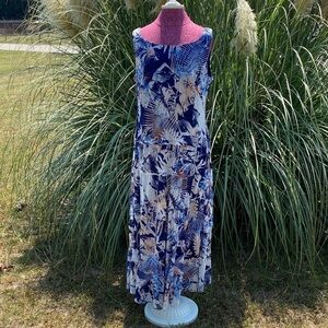 Jones Studio Tropical  Multi Color Tiered Sleeveless 16W l Maxi Dress NEW